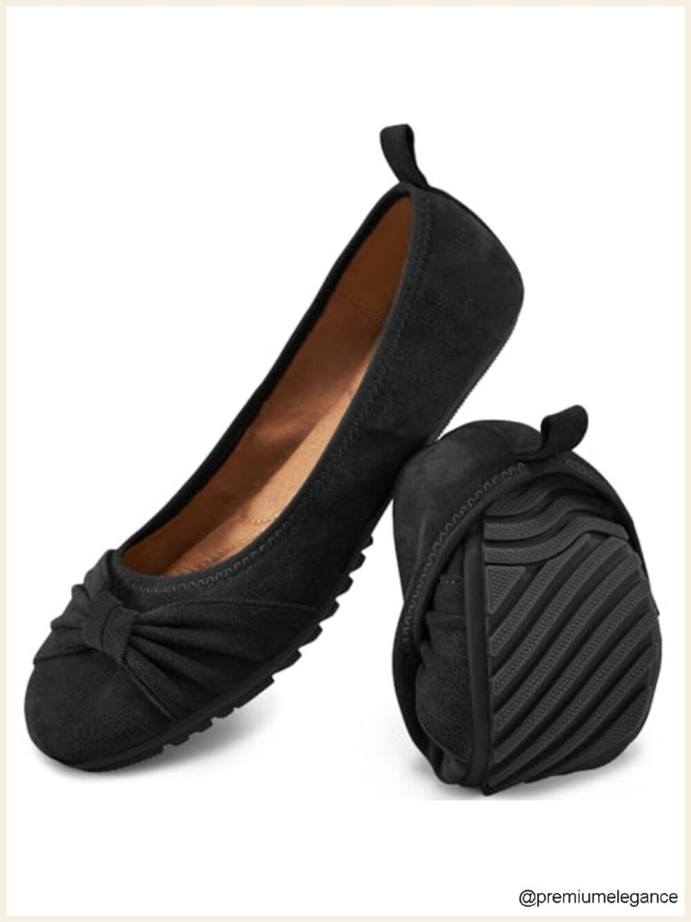 Comfortable Foldable Ballet Flats for Women Memory Foam Cushioned Slip-On Work